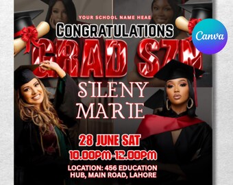 Graduate Flyer, Graduation Party Flyer, Graduation Invitation, College Decision, Class of 2026 Flyer, Senior Grad Announce, Canva Editable