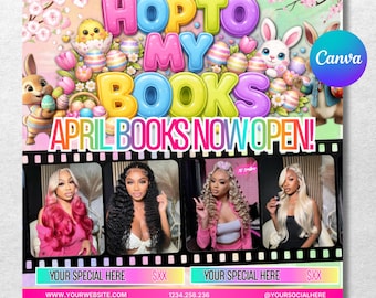 April Booking Flyer, Makeup, Hair, Lashes, Nails, Easter Booking Flyer, Spring Flyer, Saloon Booking flyer, April Canva Editable template.