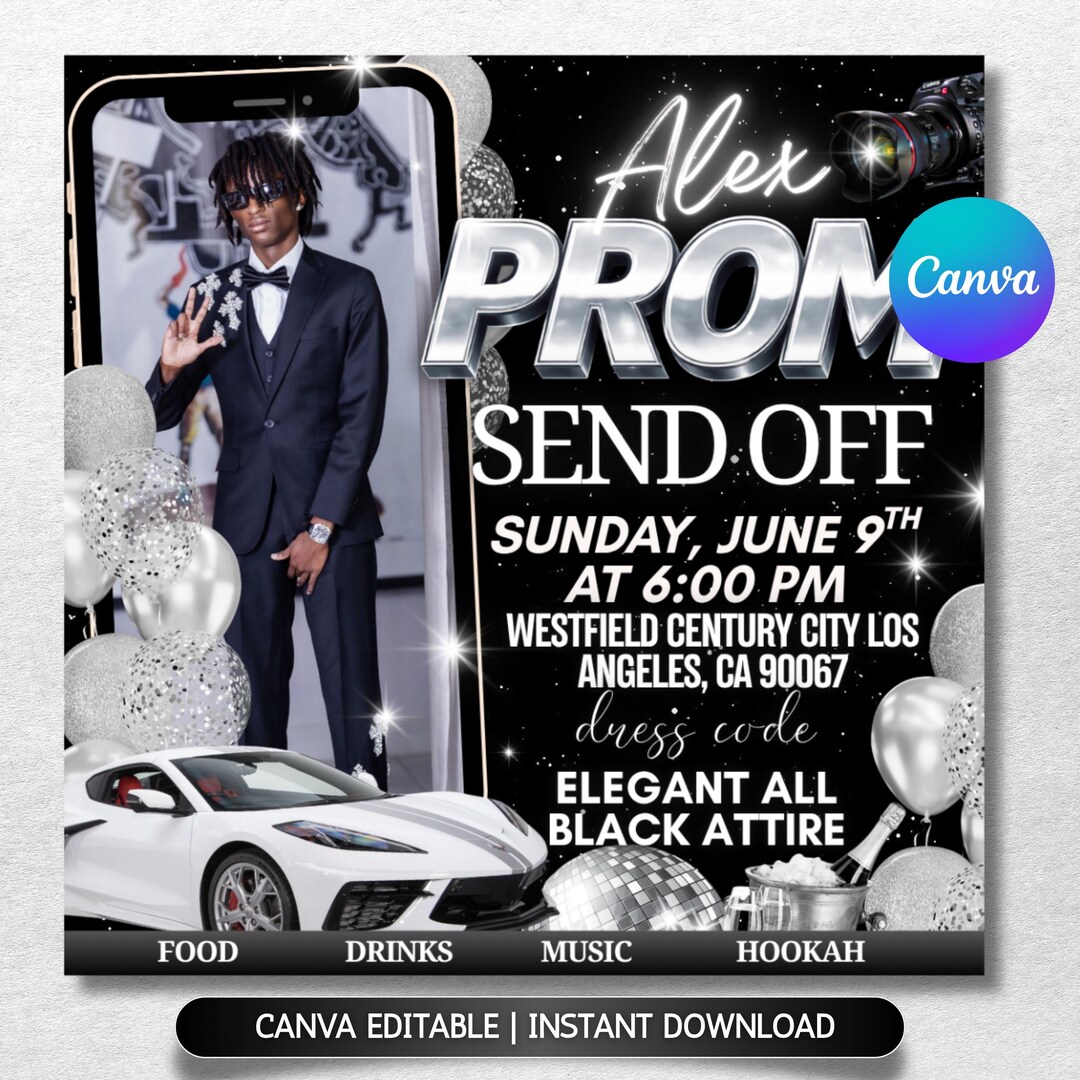 Prom Send off Flyer, DIY Prom Flyer, Prom Canva Template, Prom Send Off ...