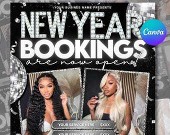 Apertura de libros de Año Nuevo, folleto de reservas de enero, folleto de reservas de Año Nuevo, folleto de reservas de periódicos, maquillaje de uñas, pestañas y cabello, folleto de apertura de libros de enero