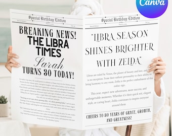Birthday Newspaper Template: Customizable Milestone Announcement (Digital Download)