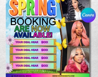 Spring Booking Flyer, March Bookings, Editable Spring Glam Flyer Template, Spring Flyer, Book Now Flyer, Canva Template Instant Download