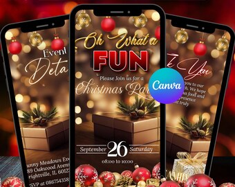 Christmas Party Video Invitation Template, Digital Canva Invite, Animated Christmas Evite, Annual Holiday Party, Canva Template