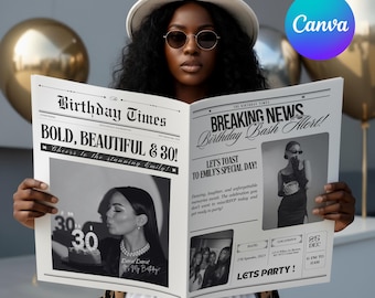 Editable Birthday Newspaper Template: DIY Canva Design (Digital Download)