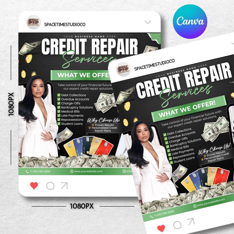 Credit Repair Flyer: Social Media Canva Template - Etsy