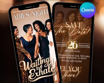 Waiting to Exhale Pajama Party Invitation, Animated Ladies Night Evite, Boho Sleepover Video Invite, Wine & Movie Night Template