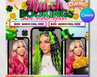 March Booking Flyer, March Madness Flyer, March Hair Flyer, Canva Template