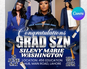 Folleto de graduación, folleto para fiesta de graduación, invitación de graduación, decisión universitaria, folleto de la clase de 2026, anuncio de graduación, Canva editable