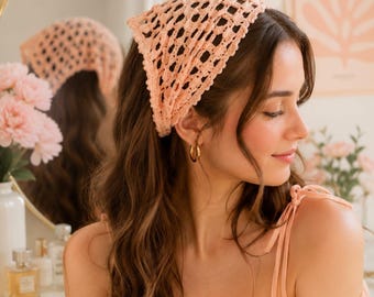 Crochet Lace Bandana Pattern PDF. Boho Triangle Headscarf. Easy Summer Kerchief Crochet Tutorial