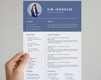 Modern Resume Template Canva | Editable Professional CV Design (instant ...