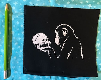 MONKEY debating a human skull in that post apocalyptic way we all know and love PATCH