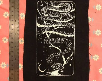 SNAKE astral tarot card PATCH the slithering fate comes down from on high my friends
