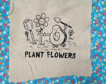 PLANT FLOWERS super cute screenprinted patch