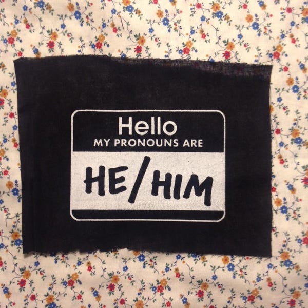 Hello my pronouns are HE and HIM patch