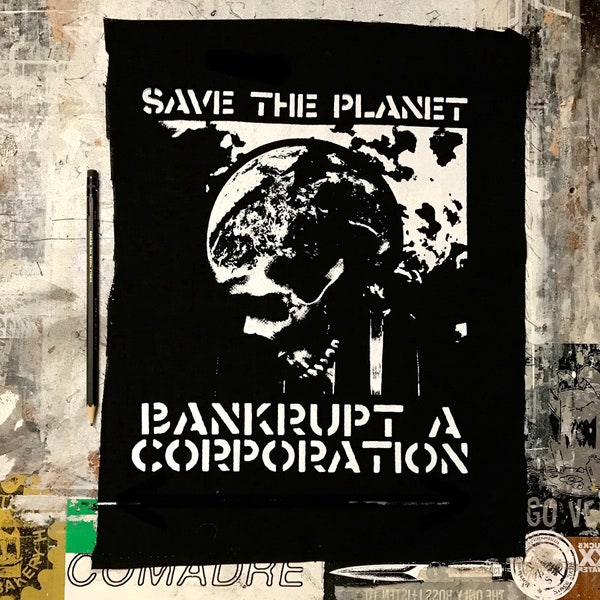 KONTAKT RÜCKENPATCH Save the Planet Bankrotta Corporation Rückenaufnäher