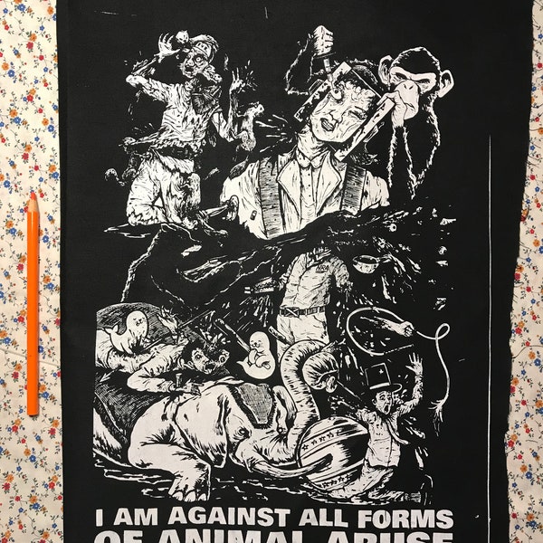 brutal animal rights BACK PATCH huge bloody and morally correct