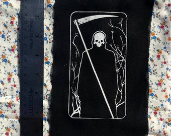 DEATH tarot card looking image PATCH ooh so stark and creepy and very Bergman esque