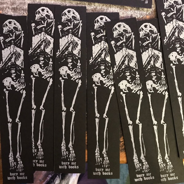Bury Me With Books Bookmark SCREENPRINTED by me also drawn by me