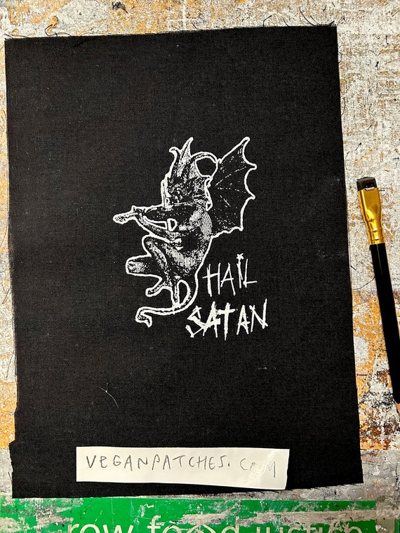 HAIL SATAN PATCH with a cool violin playing devil creature that you must have right now