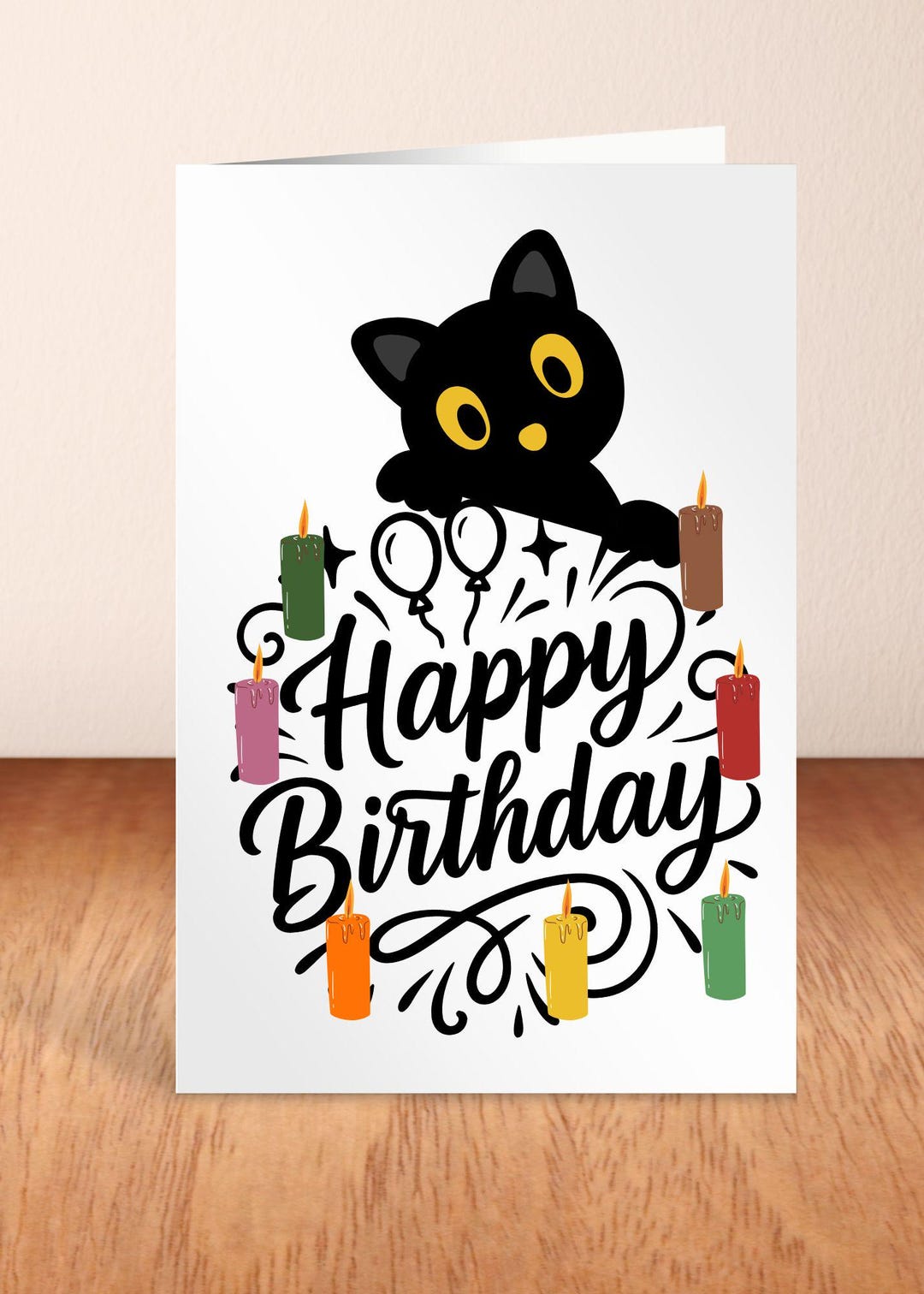 Happy Birthday Cat Card Digital Download | Eco-friendly Printable ...