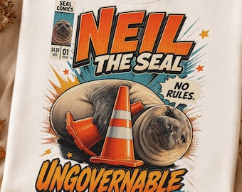 Comfort Colors® Neil The Seal Become Ungovernable T-Shirt, Funny Animal Meme Shirt, Retro Comic Art Graphic Tee, Tasmania Elephant Seal Gift