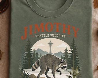 Jimothy Raccoon Comfort Colors® T-Shirt, Seattle Short Spine King Raccoon Tee, Vintage Pacific Northwest Wildlife Shirt, Animal Lover Gift