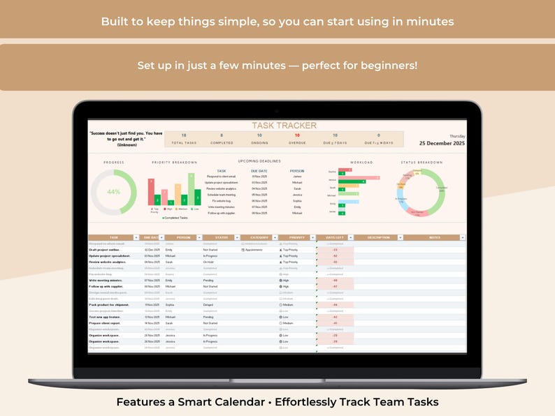 Task Tracker Spreadsheet Google Sheets Excel to Do List Template Task ...