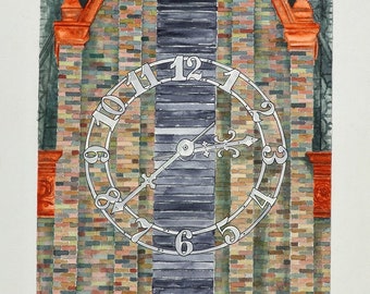 Clock Tower watercolor painting print