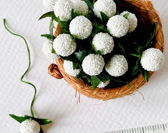Tiny white flower snow balls stems set of twelve stems