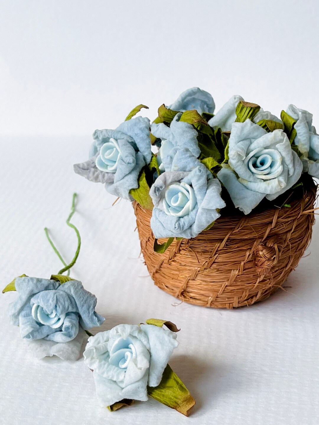 Tiny Blue Roses Set of Eight Flowers - Etsy