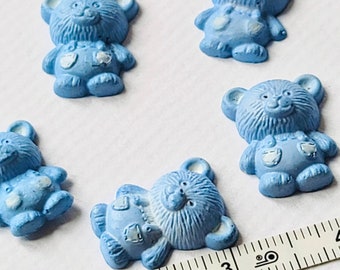 5 blue porcelain teddy bears