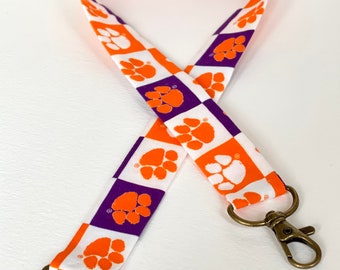 Clemson tiger lanyard for masks or ID badges or keychains