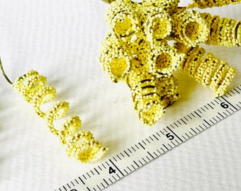 Tiny yellow helical flower stems set of twelve stems