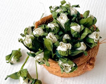 Tiny white roses set of twelve flowers