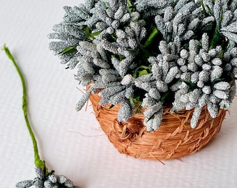 Tiny silver flower buds set of twelve flowers