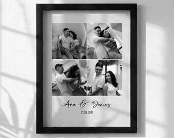Stampa fotografica personalizzata per coppia / Regalo di fidanzamento / Decorazione per anniversario / Illustrazione in bianco e nero per coppia