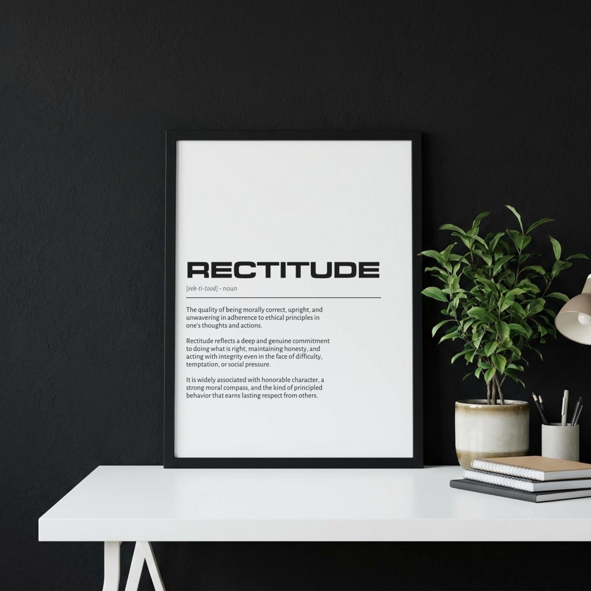 Rectitude Definition Minimalist Poster | Inspirational Quotes Wall Art ...