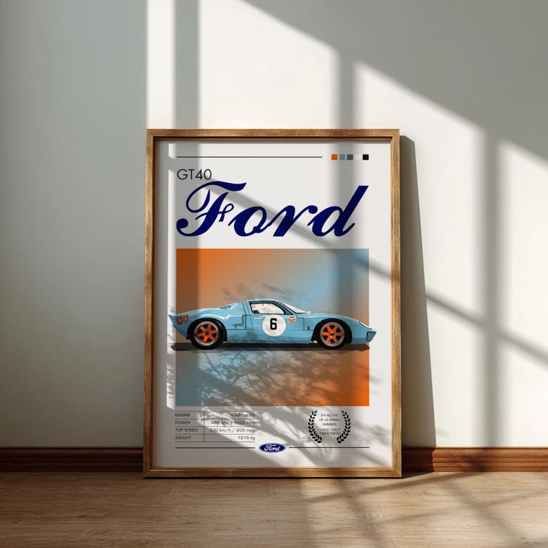Ford GT40 Le Mans Poster: Vintage Motorsport Racing Print - Etsy Australia