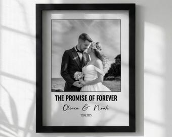 Poster personalizzato per coppie con foto / Stampa per matrimonio "La promessa di eternità" / Regalo di anniversario / Moderno in bianco e nero