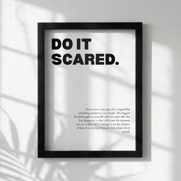 Do It Scared Inspirierendes minimalistisches Poster | Mut & Schwung Kunst | Motivierender Bürodruck | Modernes Wohndekor