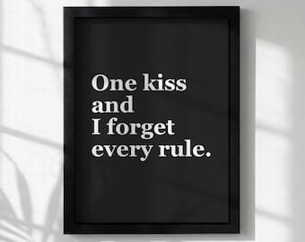 Stampa con citazione motivazionale / Opera tipografica "Un bacio" / Decorazione murale moderna