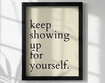 Póster con cita inspiradora "Sigue adelante por ti mismo" / Arte mural minimalista moderno / Lámina motivacional para oficina / Decoración tipográfica sencilla