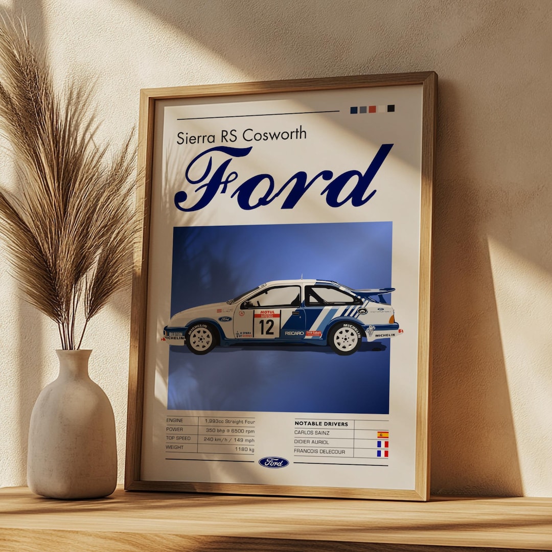 ford-sierra-rs-cosworth-poster-retro-rally-car-wall-art-etsy