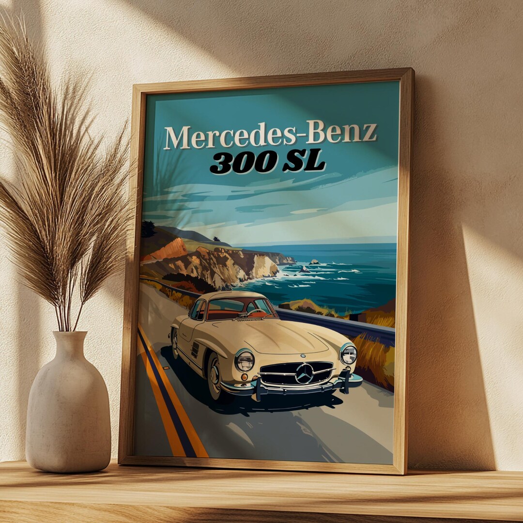 Mercedes-benz 300 SL Gullwing Poster: Vintage Sports Car Art Print - Etsy