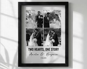 Collage fotografico personalizzato per coppie / Regalo per anniversario di matrimonio / Moderno in bianco e nero