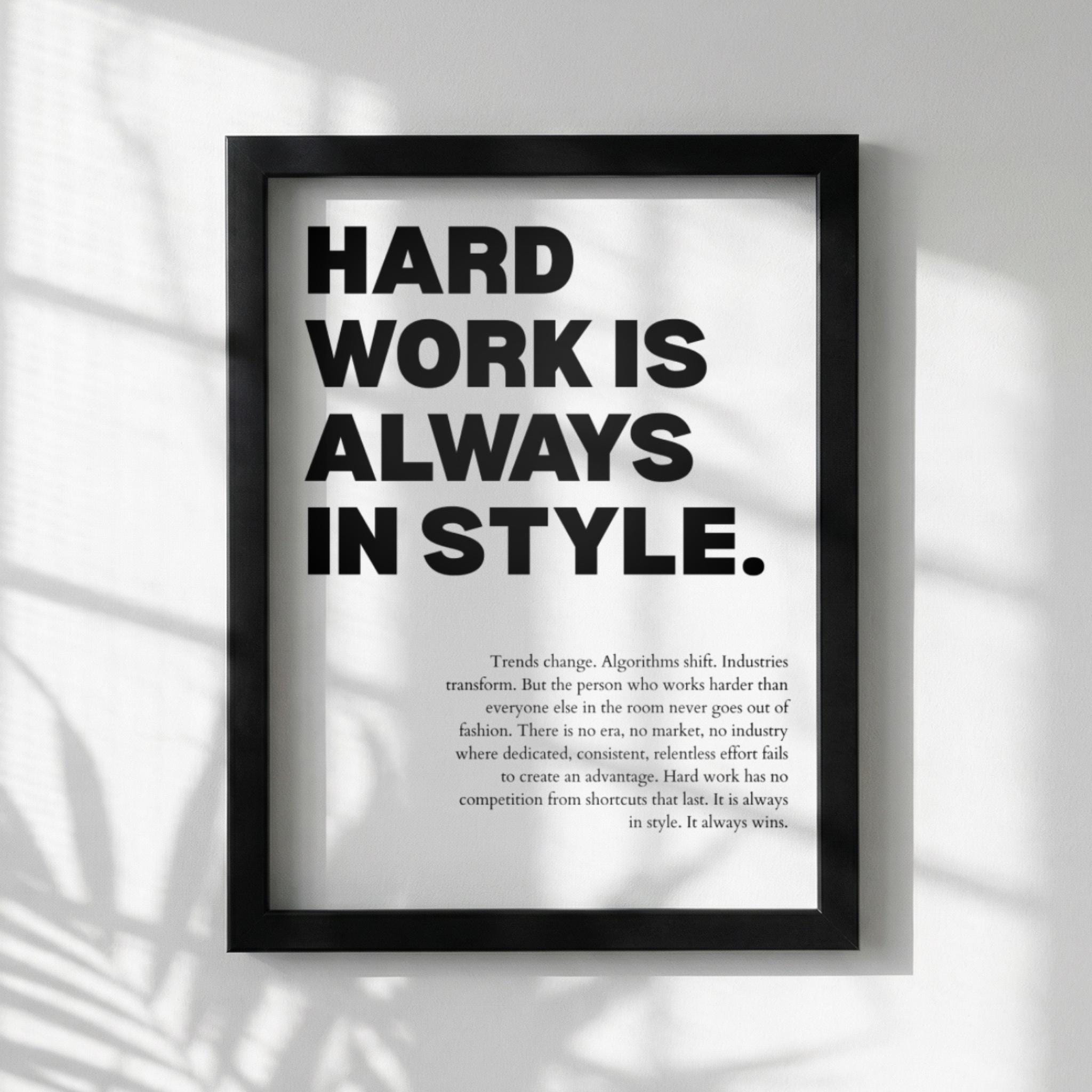 Hard Work is Always in Style Poster | Powerful Motivational Wall Art ...