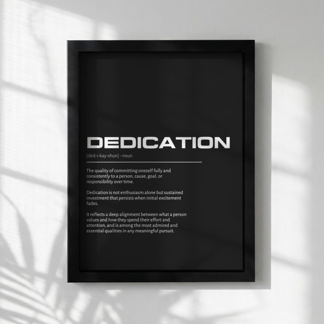 Dedication Definition Wall Art | Bold Commitment Quote Print ...