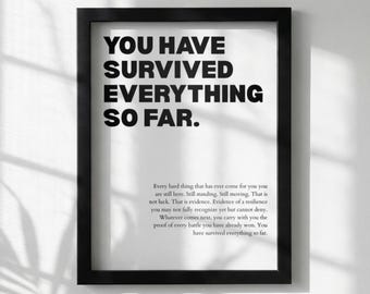 You Have Survived Everything So Far Poster | Powerful Motivational Wall Art | Resilience Quote