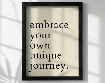 Póster con cita inspiradora "Abraza tu propio camino único" / Arte mural minimalista moderno / Lámina motivacional para oficina / Decoración sencilla