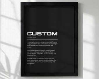Póster tipográfico personalizado / Lámina con cita personalizada / Decoración de pared minimalista / Arte textual moderno / Idea de regalo personalizada